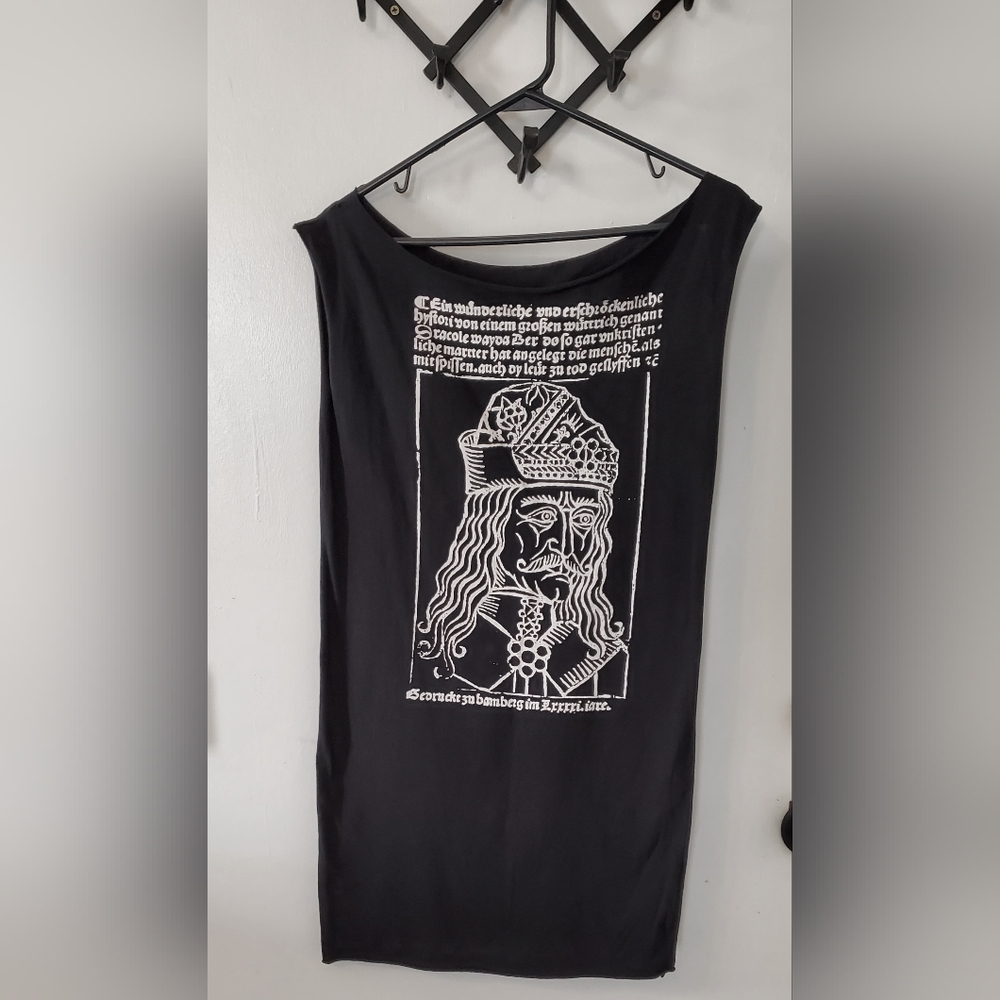 Vlad Dracula Black Sleeveless Teeshirt Dress Goth Size Medium
